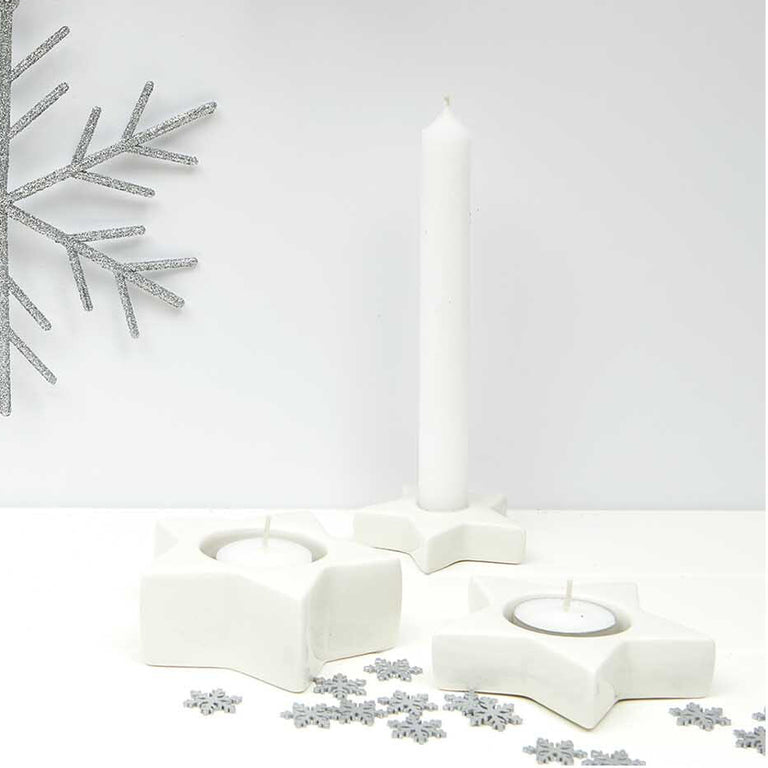 Ceramic Star Tealight Holder | White | Paper Poetry | Insidestore