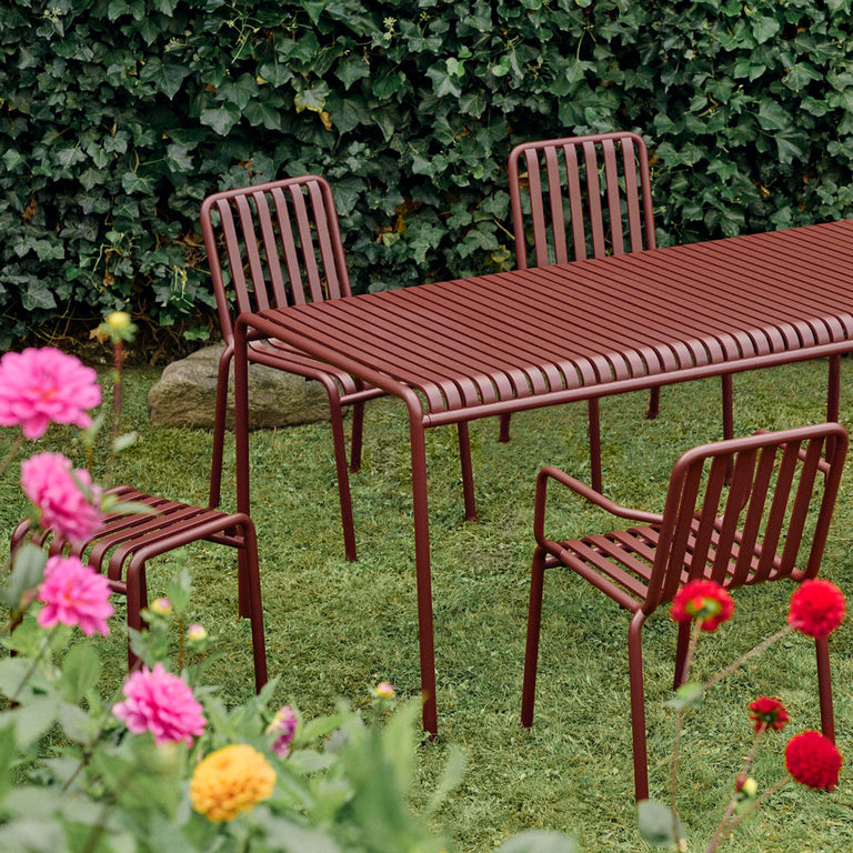 Palissade Dining Table with Armchair, Chair and Stool | Iron Red | Hay | Insidestore