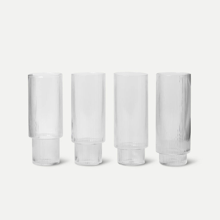 Ripple Long Glasses Set of 4 Clear | Ferm Living