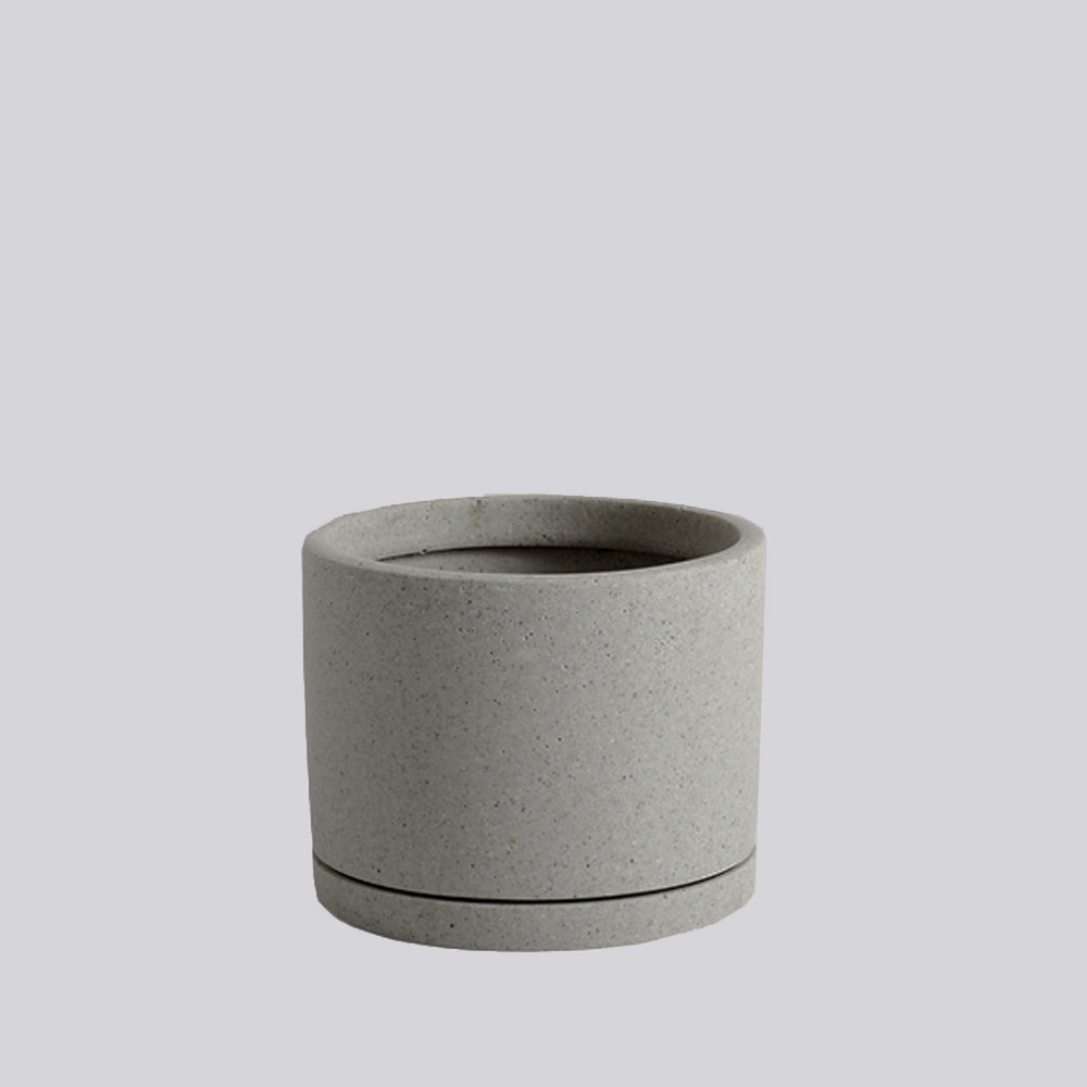 straight sided plant pots Straight Sided Plant Pot with Saucer Grey