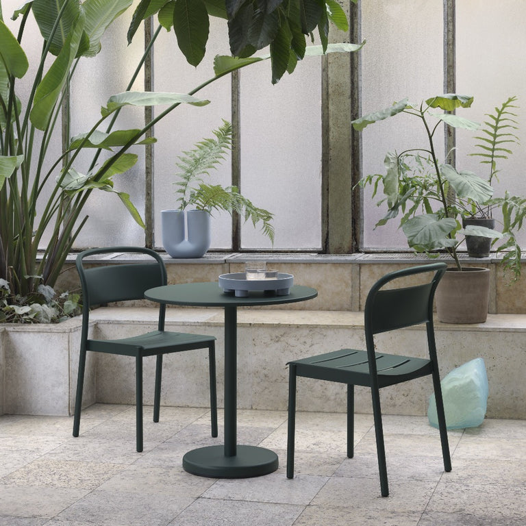 Linear Steel Side Chairs Dark Green Lifestyle | Muuto | Insidestore