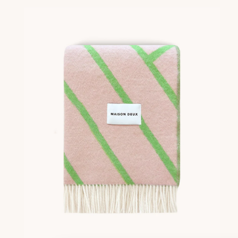 Lines Blanket Pink & Apple | Maison Deux | Insidestore