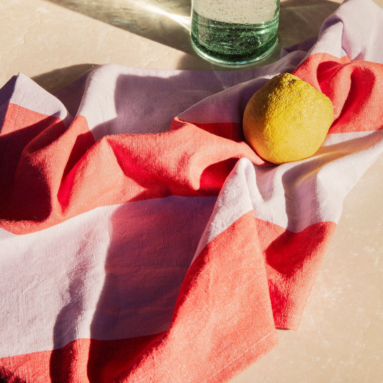Hale Tea Towel Red & Lilac | Ferm Living | Insidestore