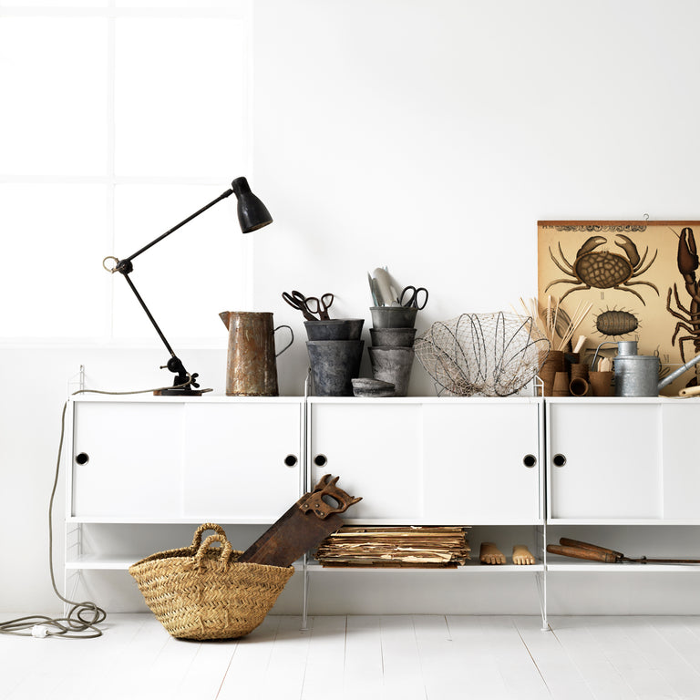 String Cabinet with Sliding Doors White | Insidestore