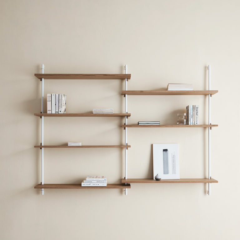 System Shelving Wall Mounted Oak White | Moebe | Insidestore