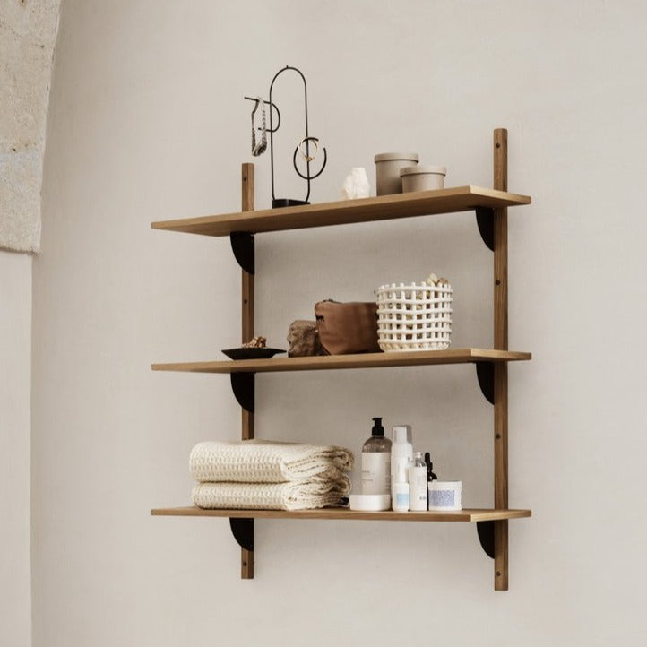 Sector Shelf Triple Wide Oak & Black | Ferm Living | Insidestore