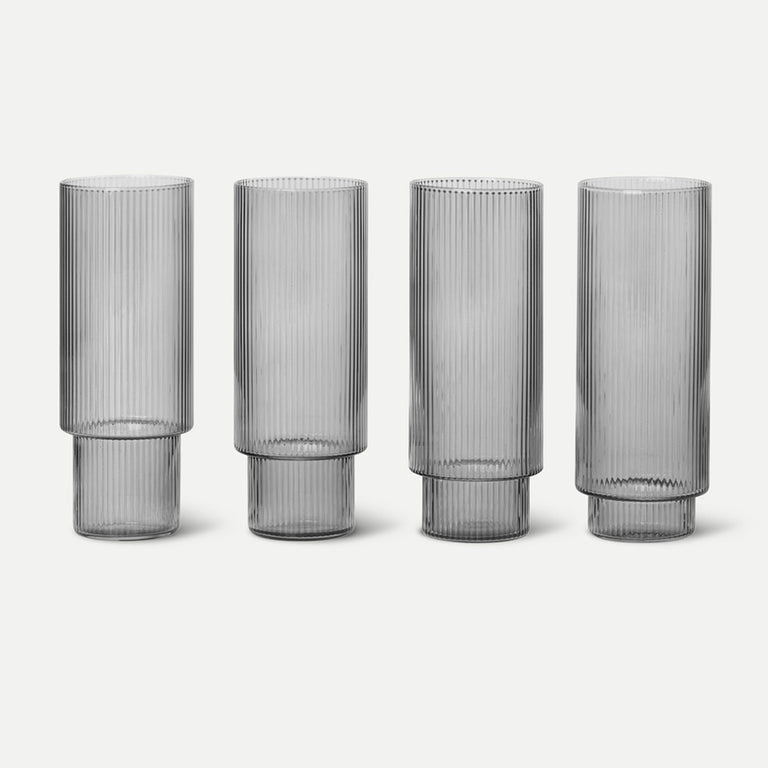 Ripple Long Glasses Set of 4 Smoke | Ferm Living 