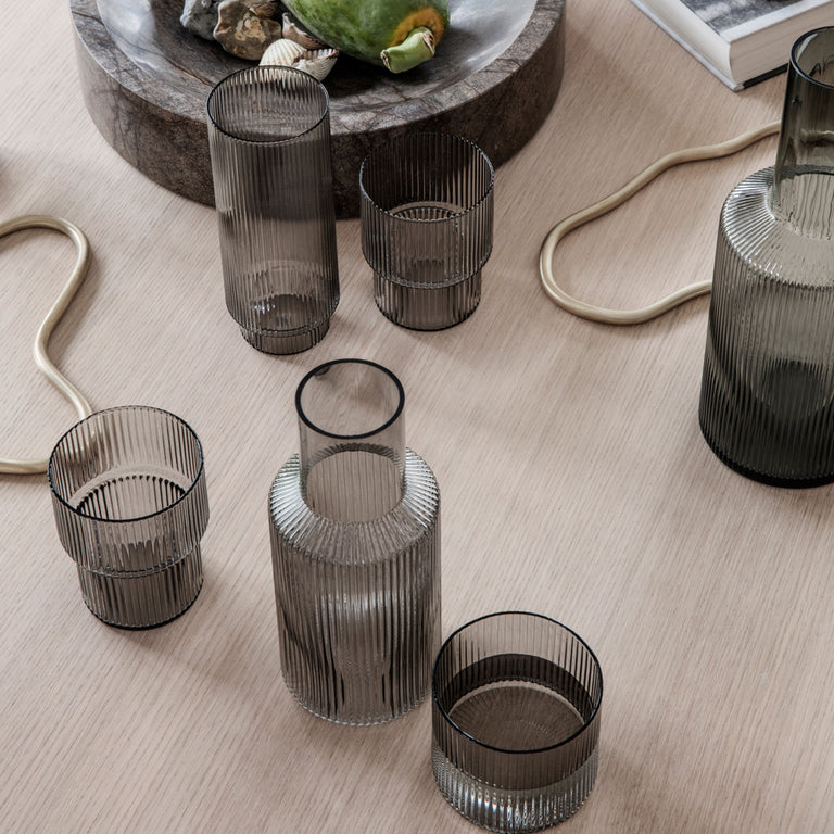 Smoke Ripple Glass Family Ferm Living